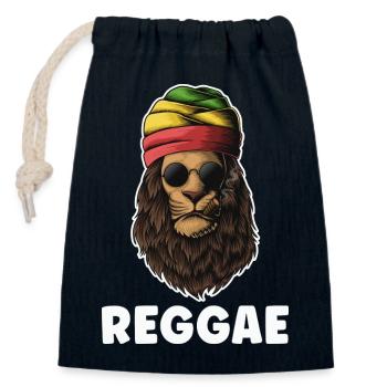Rastafari Reggae Lion - Closable cotton gift bag (14x20cm) - navy - Front