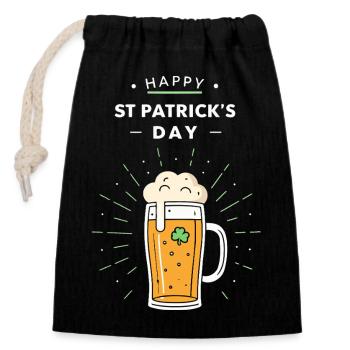 Festive St. Patrick's Pint - Closable cotton gift bag (14x20cm) - black - Front