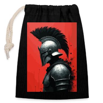 Spartanischer Krieger Rot - Verschließbarer Geschenkbeutel aus Baumwolle (14x20cm) - Schwarz - Vorne