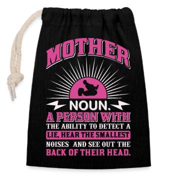 Mutter-Substantiv-Definition Lustiges Mutter-Power-Shirt - Verschließbarer Geschenkbeutel aus Baumwolle (14x20cm) - Schwarz - Vorne
