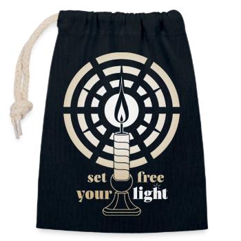 Golden Glow – Minimalist Art Deco Candle  - Closable cotton gift bag (14x20cm) - navy - Front