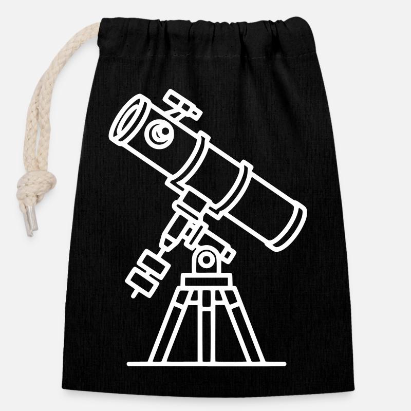 Télescope - Sac cadeau en coton avec cordon (14 x 20 cm) - noir