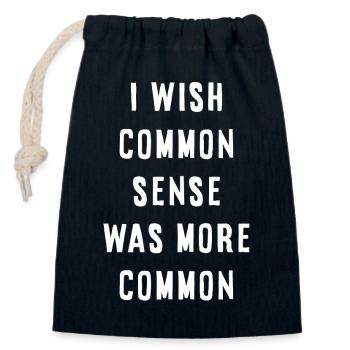 Common Sense Is Missing – Sarcastic Saying - Closable cotton gift bag (14x20cm) - navy - Front