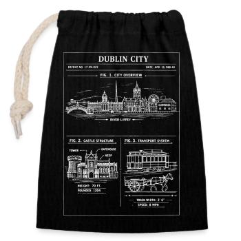 Vintage-Poster zur Skyline von Dublin City - Verschließbarer Geschenkbeutel aus Baumwolle (14x20cm) - Schwarz - Vorne