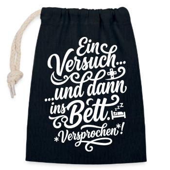 Ein Versuch dann ins Bett Versprochen Gamer - Verschließbarer Geschenkbeutel aus Baumwolle (14x20cm) - Navy - Vorne