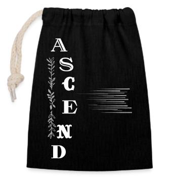 ASCEND – Your Ascension to Consciousness - Closable cotton gift bag (14x20cm) - black - Front