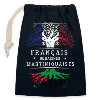 Francais De Racines Martiniquaises T-Shirt Cade... - Sac cadeau en coton avec cordon (14 x 20 cm) - bleu marine - Devant