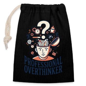 Profi Overthinker - Verschließbarer Geschenkbeutel aus Baumwolle (14x20cm) - Schwarz - Vorne