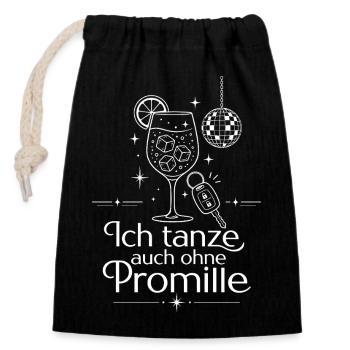 Null Prozent mit voller Attitüde - Verschließbarer Geschenkbeutel aus Baumwolle (14x20cm) - Schwarz - Vorne