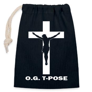 OG T-Pose Jesus - Verschließbarer Geschenkbeutel aus Baumwolle (14x20cm) - Navy - Vorne