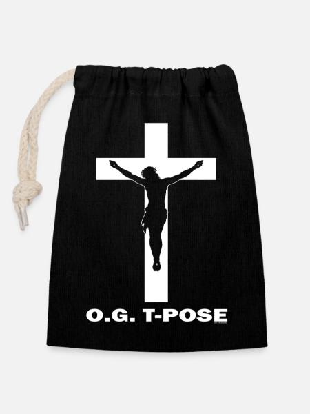 OG T-Pose Jesus - Verschließbarer Geschenkbeutel aus Baumwolle (14x20cm) - Schwarz
