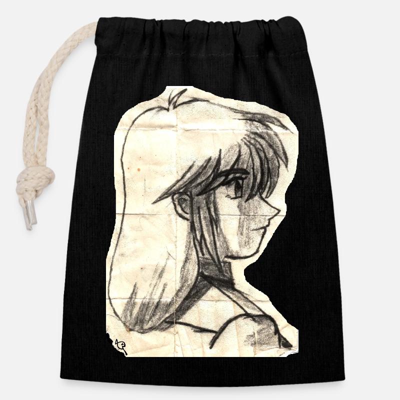Vintage Shelf - Closable cotton gift bag (14x20cm) - black