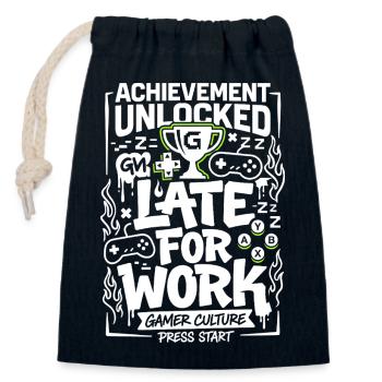 Achievement Unlocked Gamer Life - Closable cotton gift bag (14x20cm) - navy - Front
