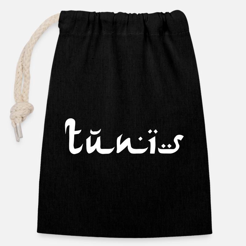 tunis - Sac cadeau en coton avec cordon (14 x 20 cm) - noir