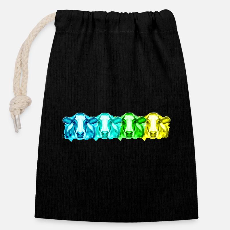 Vaches vaches - Sac cadeau en coton avec cordon (14 x 20 cm) - noir