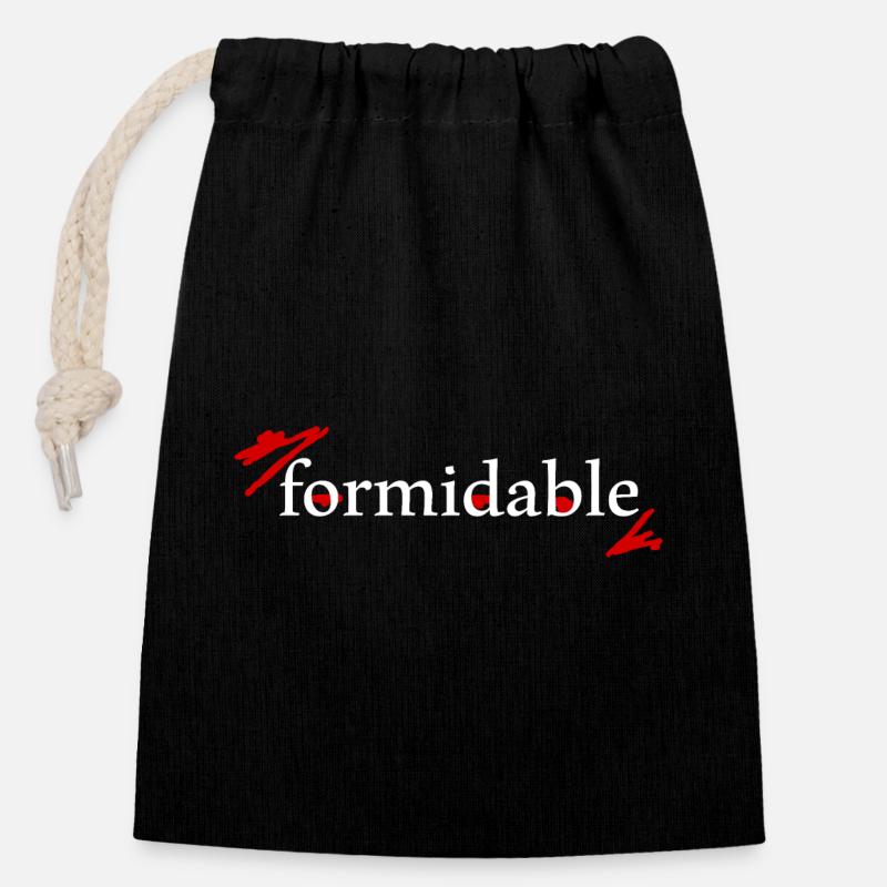 impressively formidable, the statement for YOU! - Closable cotton gift bag (14x20cm) - black