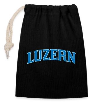 Lucerne Wordmark Blue Outline - Closable cotton gift bag (14x20cm) - black - Front