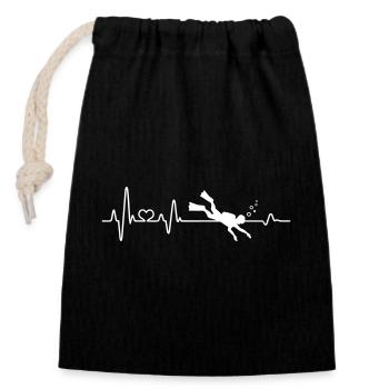 Divers Dive Heartbeat Underwater Gift - Closable cotton gift bag (14x20cm) - black - Front