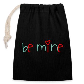 Be Mine Heart - Closable cotton gift bag (14x20cm) - black - Front