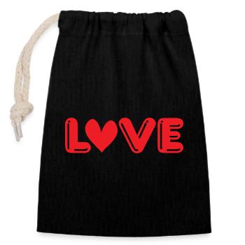 Love - Closable cotton gift bag (14x20cm) - black - Front