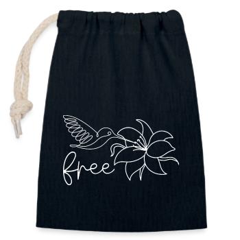 Colibri libre - plantes et oiseaux exotiques - Sac cadeau en coton avec cordon (14 x 20 cm) - bleu marine - Devant