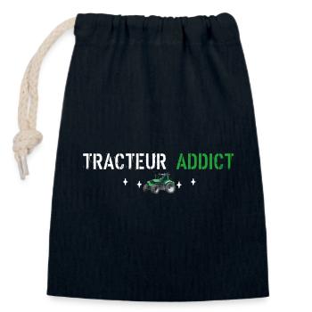 Traktor-Süchtiger - Verschließbarer Geschenkbeutel aus Baumwolle (14x20cm) - Navy - Vorne