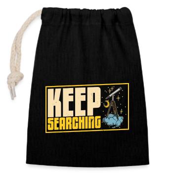 Telescope Stargazing Astronomy Hobby - Closable cotton gift bag (14x20cm) - black - Front