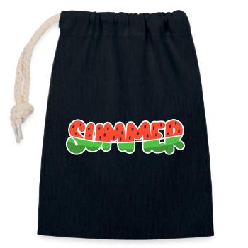 Summer watermelon - Closable cotton gift bag (14x20cm) - navy - Front
