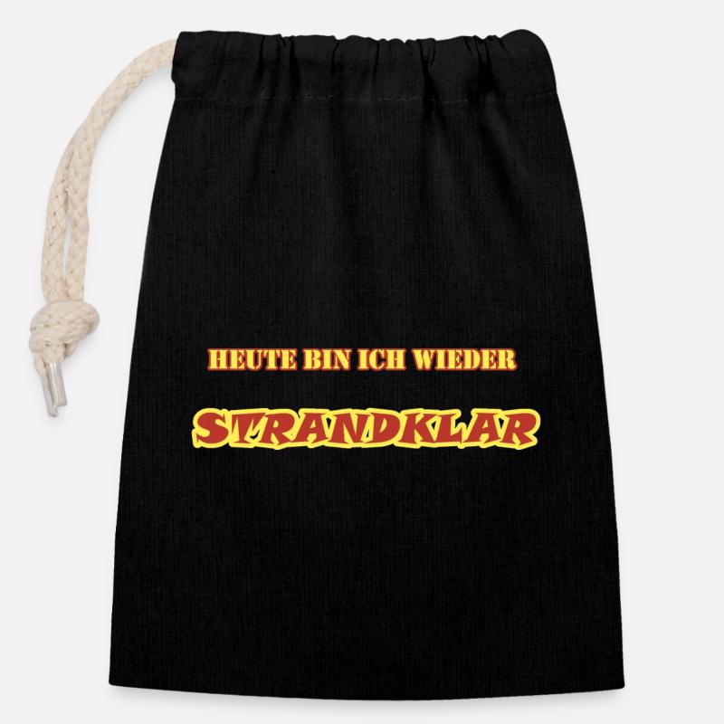 STRANDKLAR - Verschließbarer Geschenkbeutel aus Baumwolle (14x20cm) - Schwarz