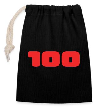 100. 100 YEARS. 100th ANNIVERSARY. BIRTHDAY 100 - Closable cotton gift bag (14x20cm) - black - Front