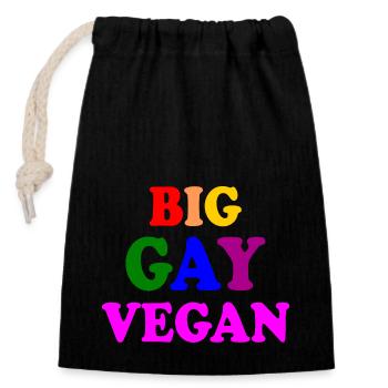 Big gay vegan - Sac cadeau en coton avec cordon (14 x 20 cm) - noir - Devant