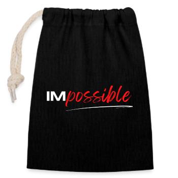 Cadeau 'IM Possible', Motivation Sportive - Sac cadeau en coton avec cordon (14 x 20 cm) - noir - Devant