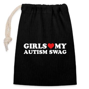 Girls Love My Autism Swag - Verschließbarer Geschenkbeutel aus Baumwolle (14x20cm) - Schwarz - Vorne