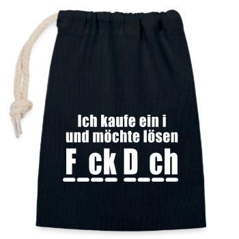 Fick Dich - Ich kaufe ein i und möchte lösen - Verschließbarer Geschenkbeutel aus Baumwolle (14x20cm) - Navy - Vorne