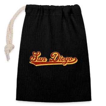 San Diego Retro Script - Verschließbarer Geschenkbeutel aus Baumwolle (14x20cm) - Schwarz - Vorne