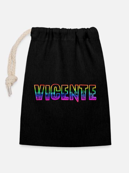 Vicente RS Rainbow - Closable cotton gift bag (14x20cm) - black