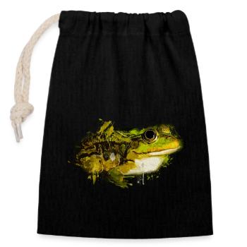 Grenouilles, Crapaud, Rainette, Grenouille - Sac cadeau en coton avec cordon (14 x 20 cm) - noir - Devant