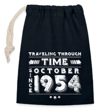 Vintage Time Travel Birthday Design October 1954 - Closable cotton gift bag (14x20cm) - navy - Front