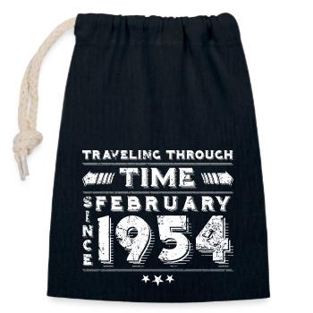 Vintage Time Travel Birthday Design February 1954 - Closable cotton gift bag (14x20cm) - navy - Front