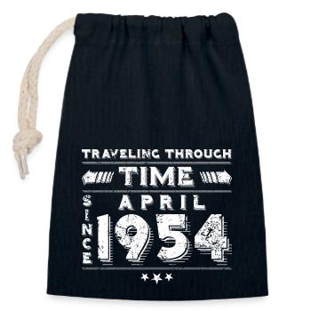Vintage Time Travel Birthday Design April 1954 - Closable cotton gift bag (14x20cm) - navy - Front
