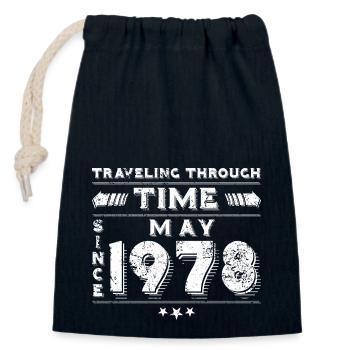 Vintage Time Travel anniversaire Design mai 1978 - Sac cadeau en coton avec cordon (14 x 20 cm) - bleu marine - Devant