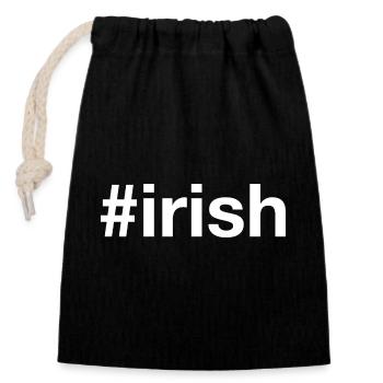 IRISH Irland Ireland Hashtag - Verschließbarer Geschenkbeutel aus Baumwolle (14x20cm) - Schwarz - Vorne
