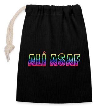Ali Asaf RS Rainbow - Closable cotton gift bag (14x20cm) - black - Front