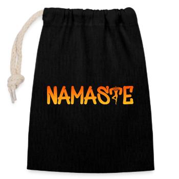 Namaste Yogafigur Yoga - Verschließbarer Geschenkbeutel aus Baumwolle (14x20cm) - Schwarz - Vorne