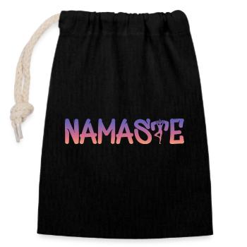 Namaste - Verschließbarer Geschenkbeutel aus Baumwolle (14x20cm) - Schwarz - Vorne