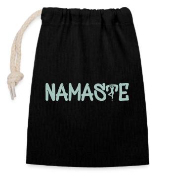 Yoga Namaste - Verschließbarer Geschenkbeutel aus Baumwolle (14x20cm) - Schwarz - Vorne