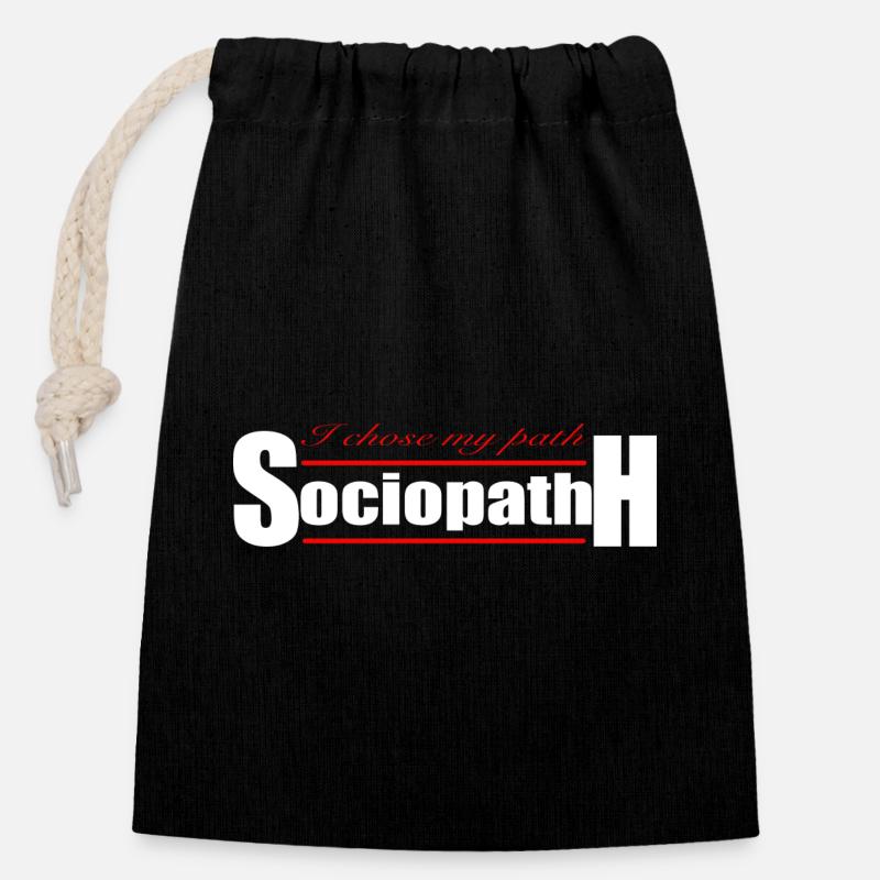 Sociopath - Closable cotton gift bag (14x20cm) - black