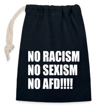 no racism no sexism no afd - Closable cotton gift bag (14x20cm) - navy - Front