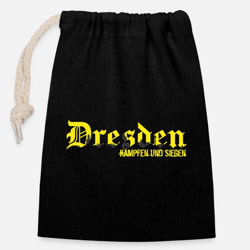 Dresden - Verschließbarer Geschenkbeutel aus Baumwolle (14x20cm) - Schwarz