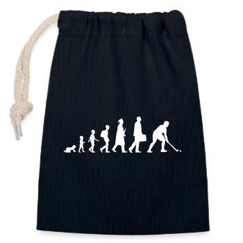 Feldhockey Evolution - Verschließbarer Geschenkbeutel aus Baumwolle (14x20cm) - Navy - Vorne